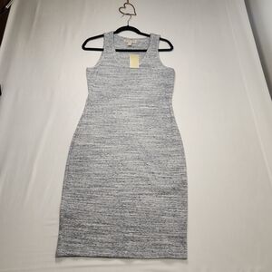 ⭐️NWT Michael Kors Size M Ribbed Tank Midi Dress Scoop Neck Sleeveless Heathered